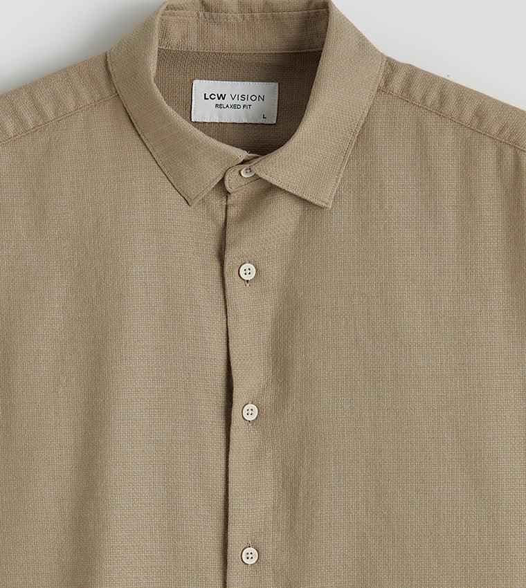 Textured Dobby Long Sleeve Shirt - FHIVORÉ