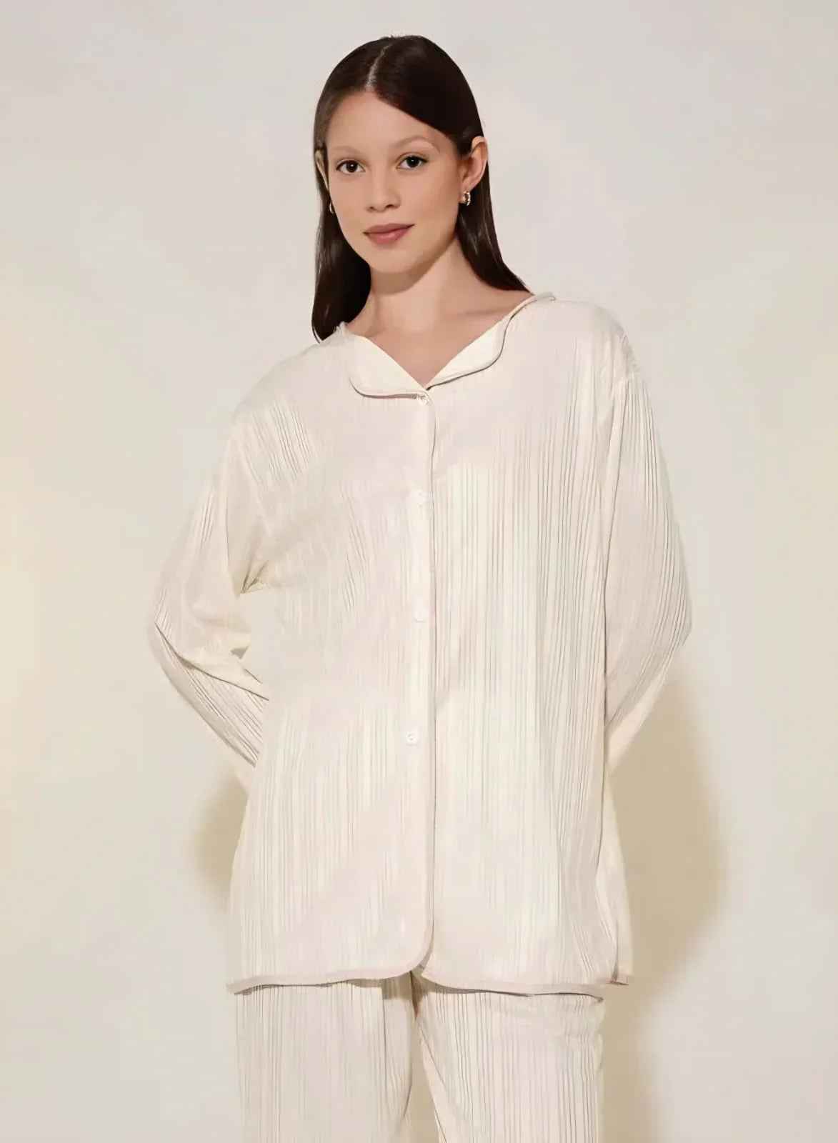 Pyjama Set And Striped Long Sleeve Shirt - FHIVORÉ