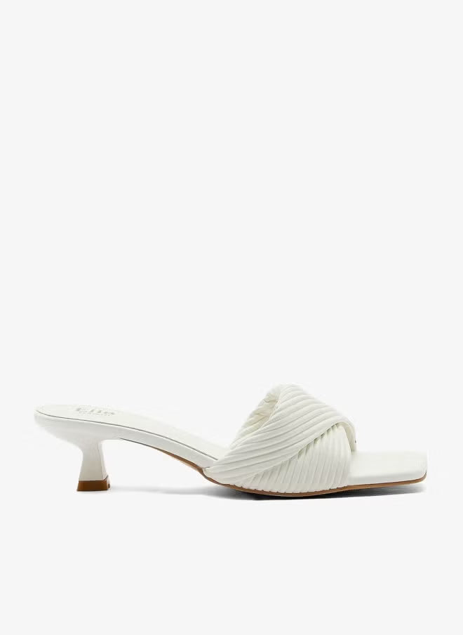 Ribbed Effect Square Toe Mule Sandal
