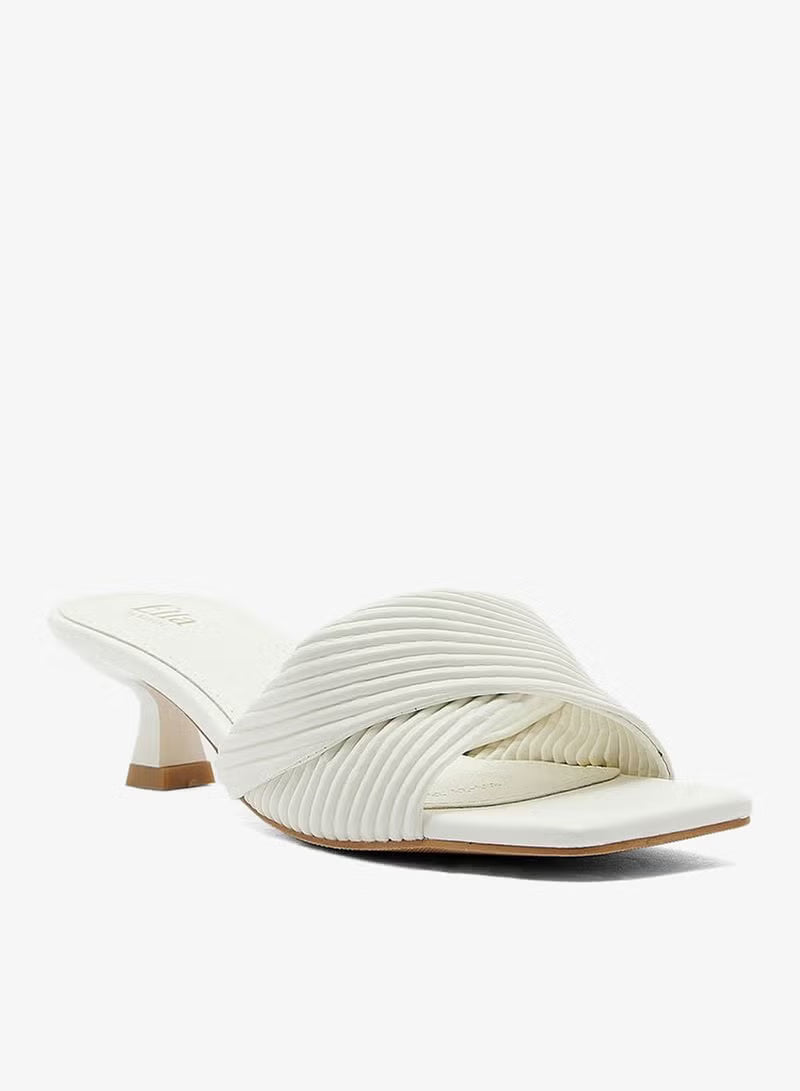 Ribbed Effect Square Toe Mule Sandal
