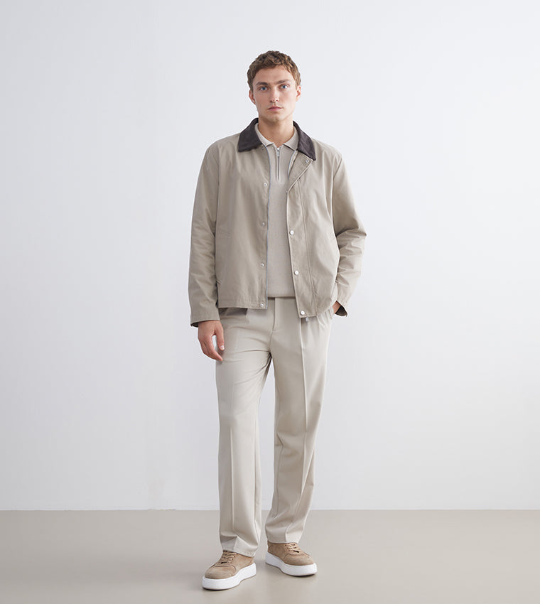 Zippered Collared Long Sleeves Jacket