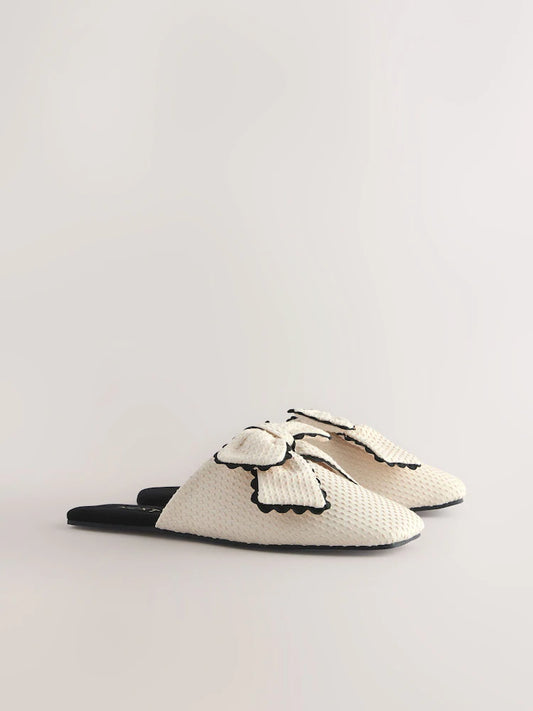 Mule Linen Bow Slippers