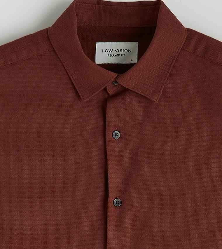 Textured Dobby Long Sleeve Shirt - FHIVORÉ
