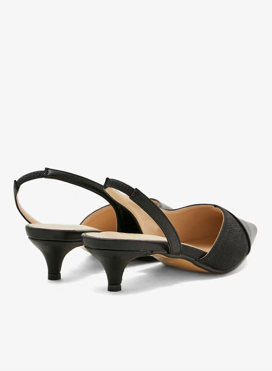 Contrast Texture Slingback Pointed Kitten Heel