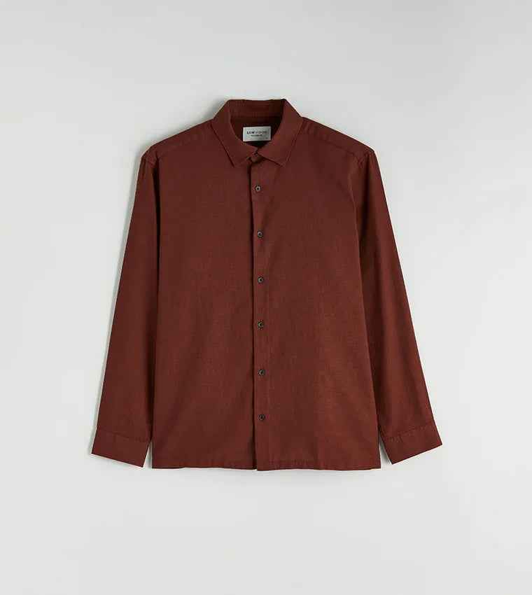 Textured Dobby Long Sleeve Shirt - FHIVORÉ
