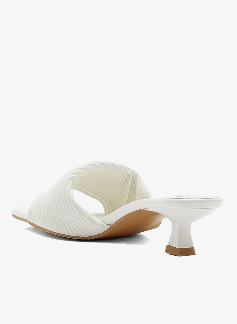Ribbed Effect Square Toe Mule Sandal