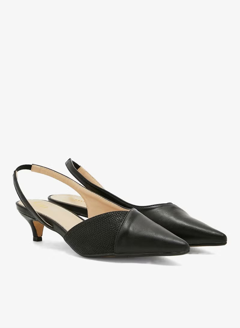 Contrast Texture Slingback Pointed Kitten Heel