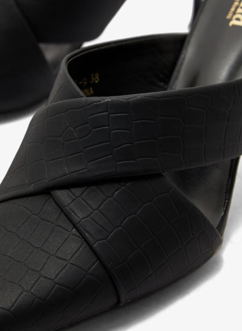 Croc Effect Cutout Pointed Pump