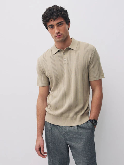 عبوتان من قمصان بولو بيكيه قطنية فاخرة مضلعة