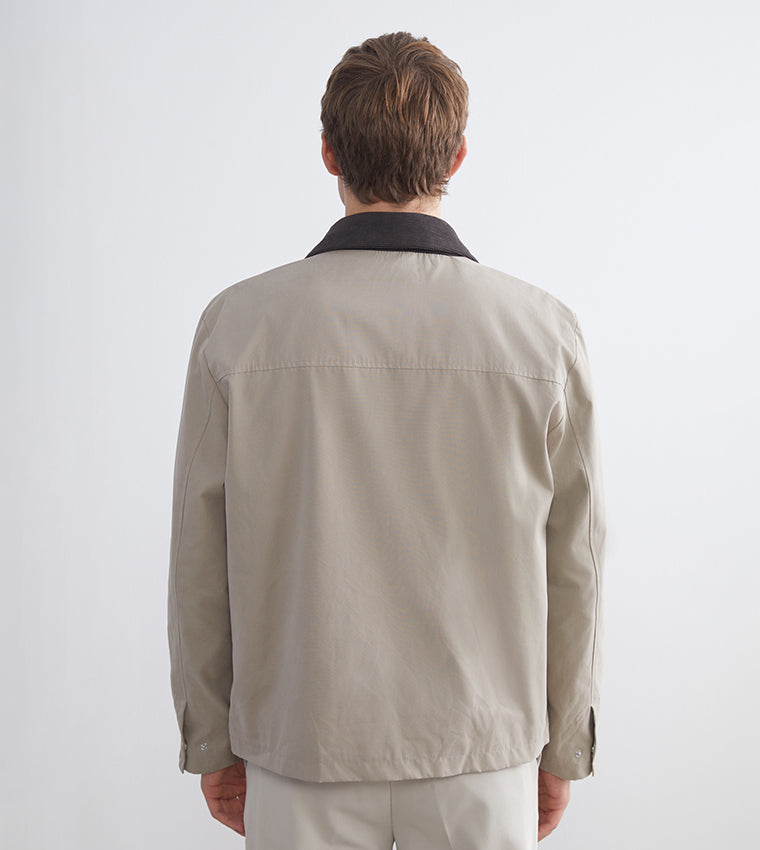 Zippered Collared Long Sleeves Jacket