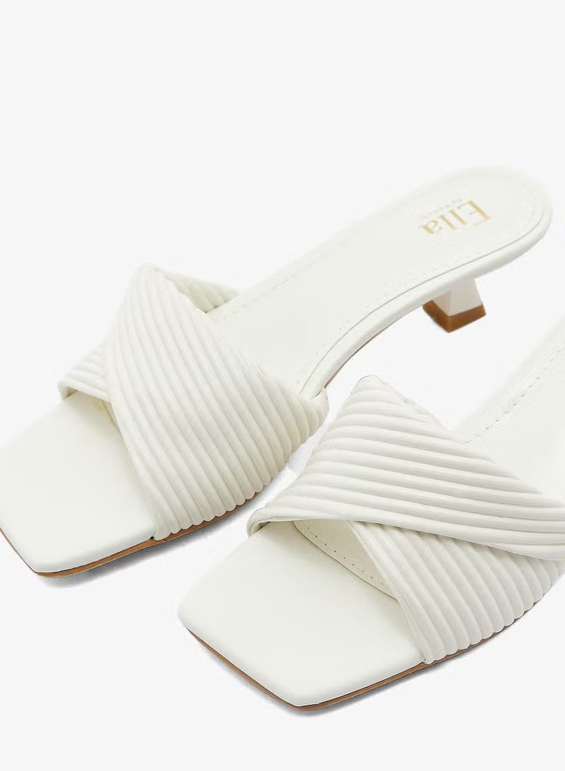 Ribbed Effect Square Toe Mule Sandal
