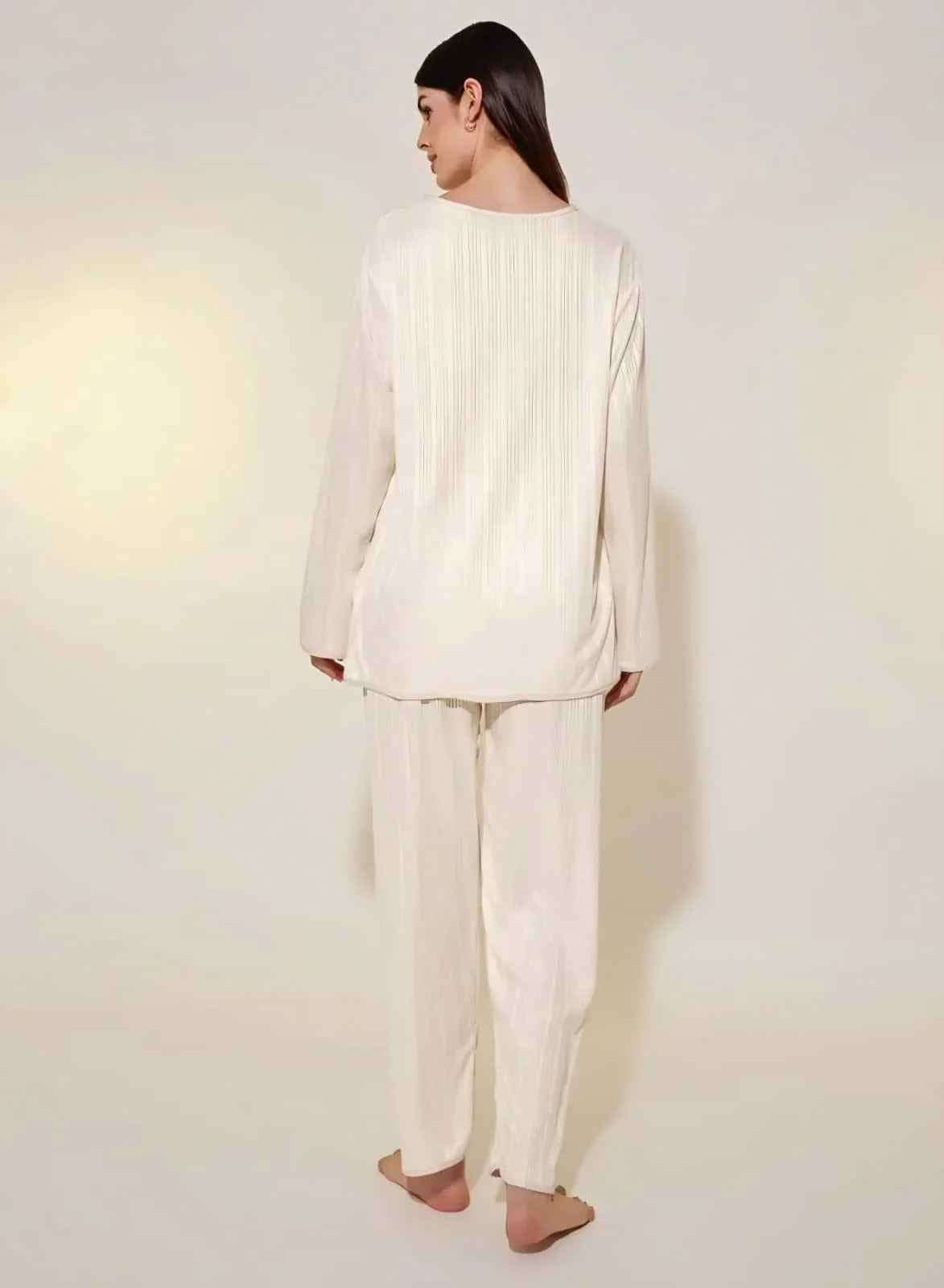Pyjama Set And Striped Long Sleeve Shirt - FHIVORÉ